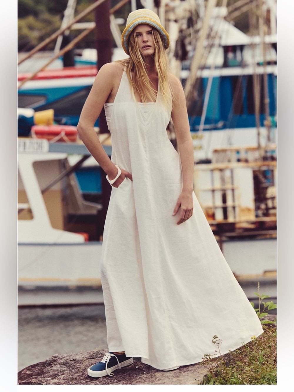 Free People Sandshell Linen Easy Does It Maxi Dress-clean Ivory-S-NWT
